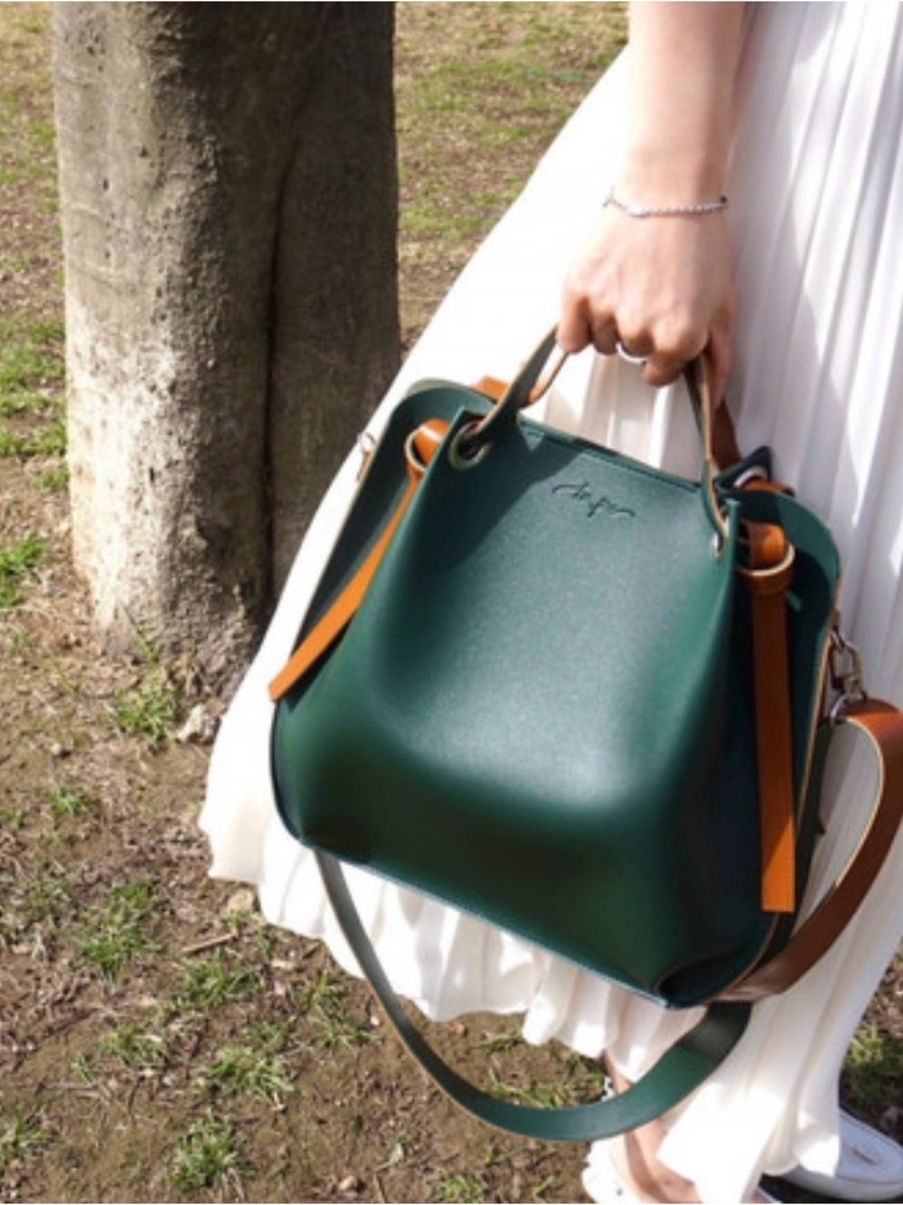 Artisan hand crafted vegan leather satchel w Crossbody strap & dust bag